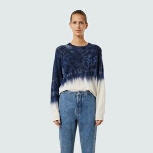 RtA Cashmere Tie Dye Navy Cream Overcast Emma Sweater